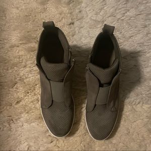Gray suede wedges size 10